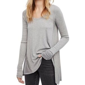Free People Womens Grey ribbed January t long sleeve size M boho tunic casual